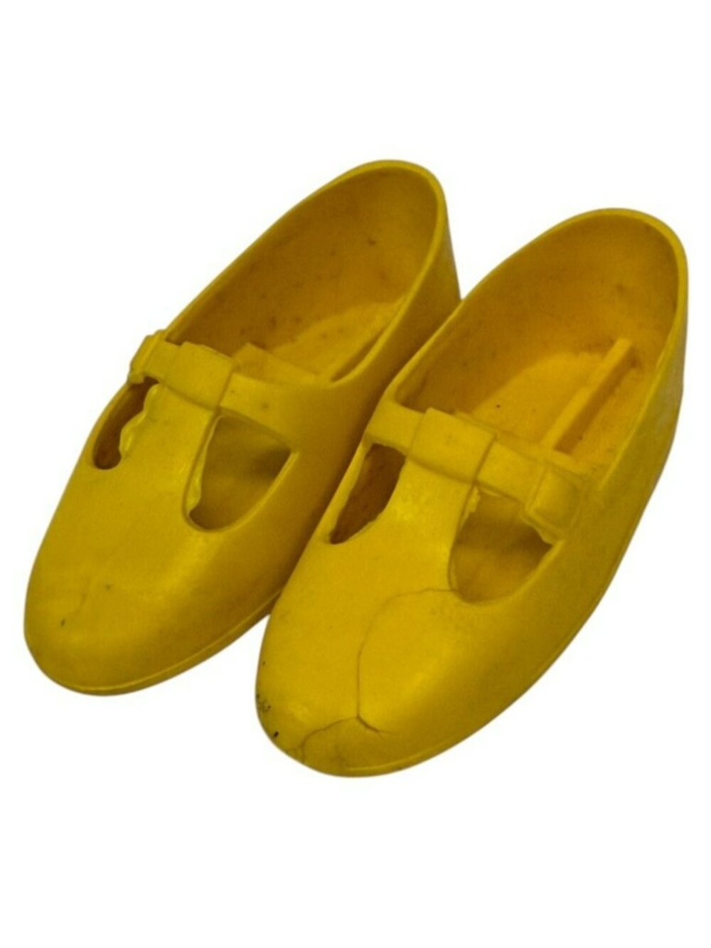Vintage 1970s Ideal 18"Doll Shoes Yellow T-Strap Fits Crissy Kerry Brandi Tressy